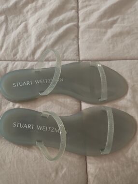 Stuart Weitzman Translucent Grey Jelly Slide Sandals